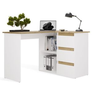 TP Living Rohový psací stůl Nicea pravý dub artisan/bílý