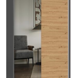 TP Living Šatní skříň Iga se zrcadlem 120 cm antracit/dub artisan