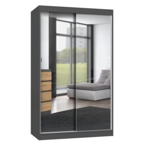 TP Living Šatní skříň se 2 zrcadly IGA 120 cm antracit