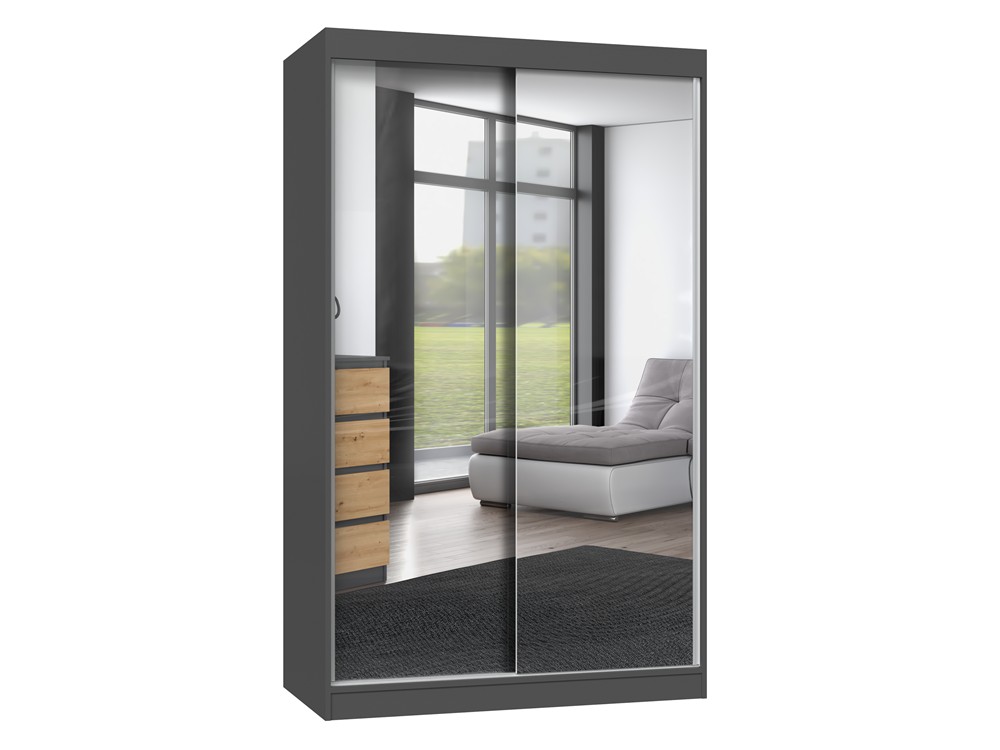 TP Living Šatní skříň se 2 zrcadly IGA 120 cm antracit