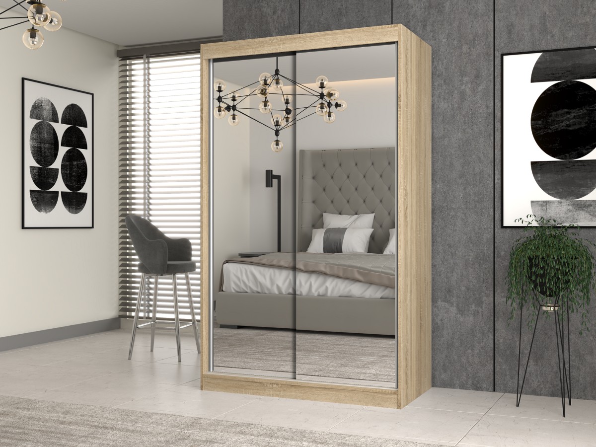 TP Living Šatní skříň se 2 zrcadly IGA 120 cm dub sonoma - Obrázek 2