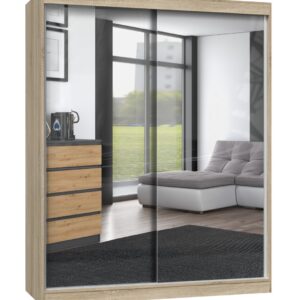 TP Living Šatní skříň se 2 zrcadly IGA 160 cm dub sonoma