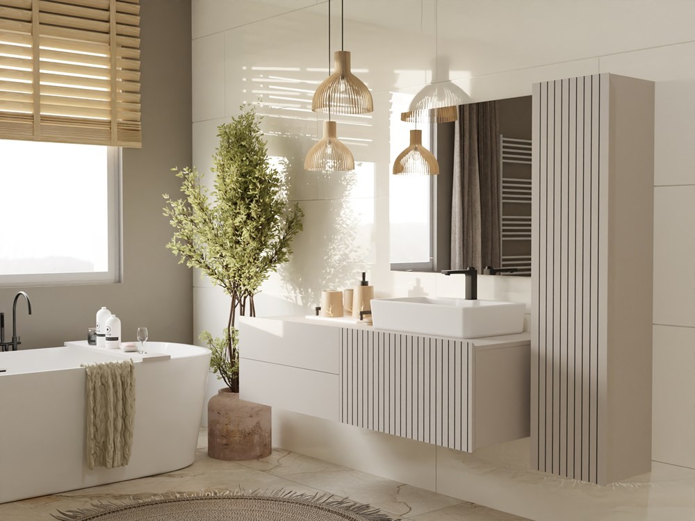 TP Living Závěsná skříňka pod umyvadlo s deskou Tigo 1D2S 140 cm kašmír - Obrázek 2