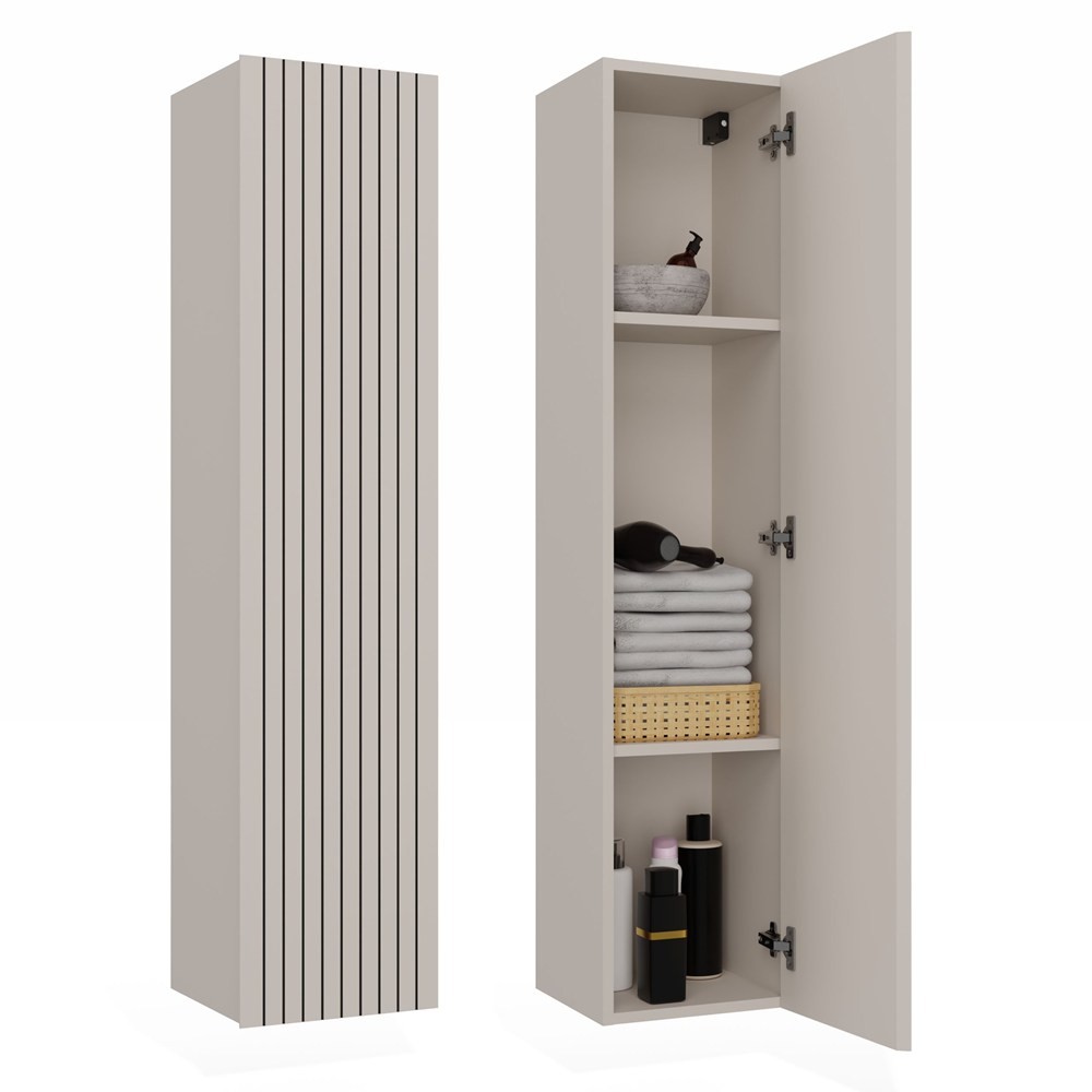 TP Living Závěsná vysoká koupelnová skříňka Tigo 1D 135 cm kašmír - Obrázek 2
