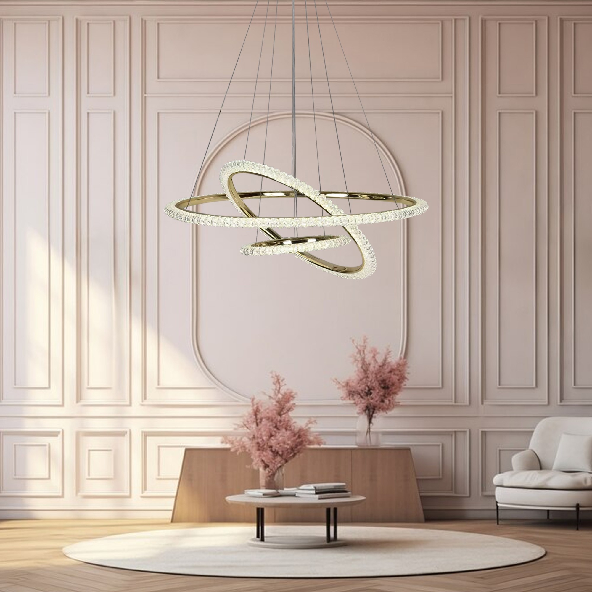 TooLight Křišťálový závěsný LED lustr G036-CP zlatý/neutrální bílá - Obrázek 2
