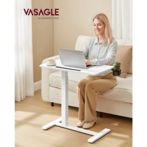 VASAGLE Odkládací pojízdný stolek s nastavitelnou výškou 70 x 65-102 x 40 cm bílá