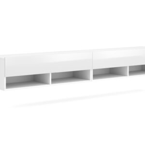 Vivaldi Závěsný TV stolek Derby 200 cm bílý mat/bílý lesk