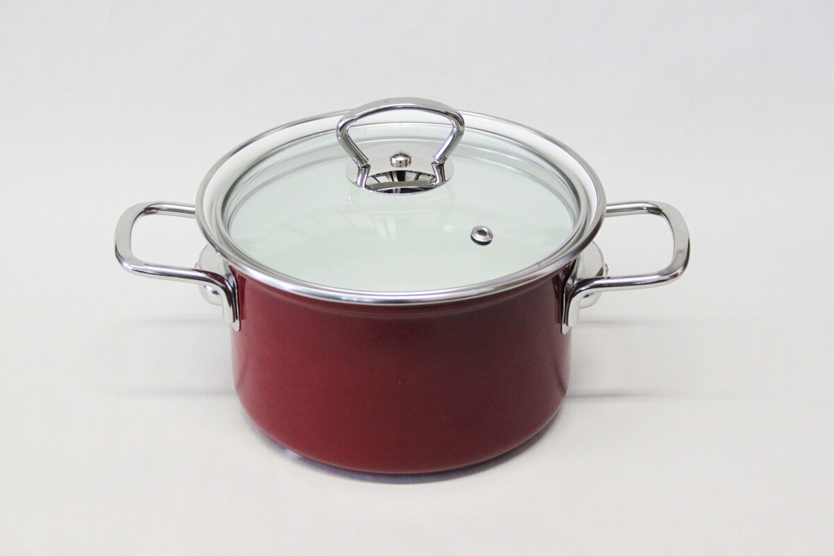 BELIS - Hrnec smalt a skleněná poklice 16cm 2,1l ECO-CERAM