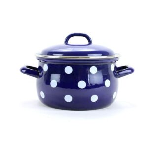 BELIS - Hrnec a poklice 16cm 1,5l modrý puntík
