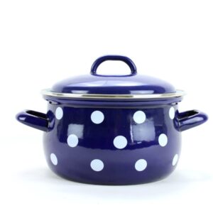 BELIS - Hrnec a poklice 20cm modrý puntík