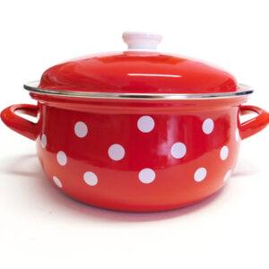 BELIS - Smaltovaný hrnec červený s puntíky 18cm 2,8l