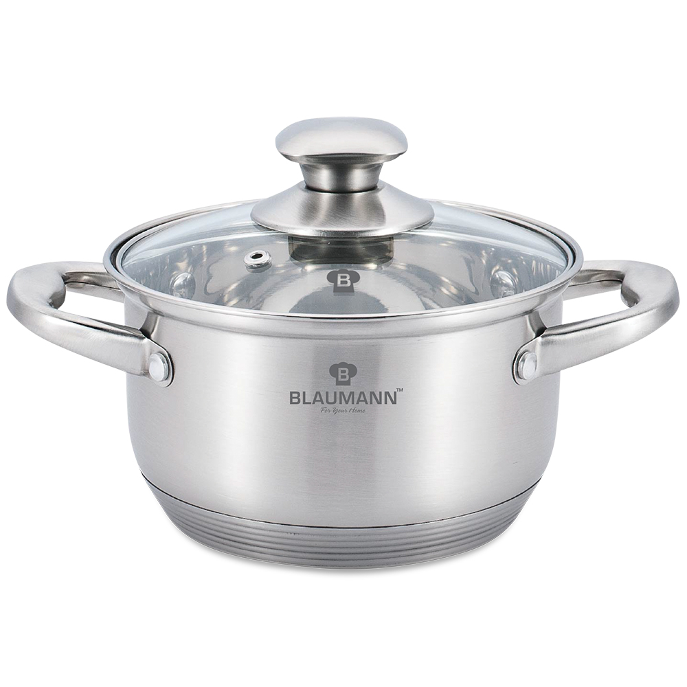 BLAUMANN - Hrnec nerez 26cm a skleněná poklice Gourment Line