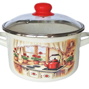 PROHOME - Hrnec smalt se skleněnou poklicí 16cm, 2L Rustika