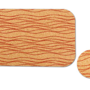 PROHOME - Podložka korek obdelníková potisk sada 4ks 35x24cm, 4ks 10cm