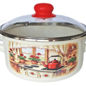 PROHOME - Rendlík smalt se skleněnou poklicí 22cm, 3,5L Rustika