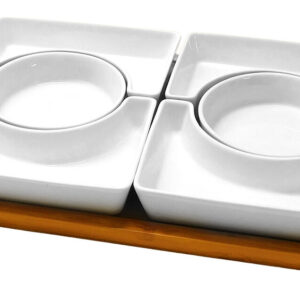 PROHOME - Servírovací podnos a keramické misky 31x21cm