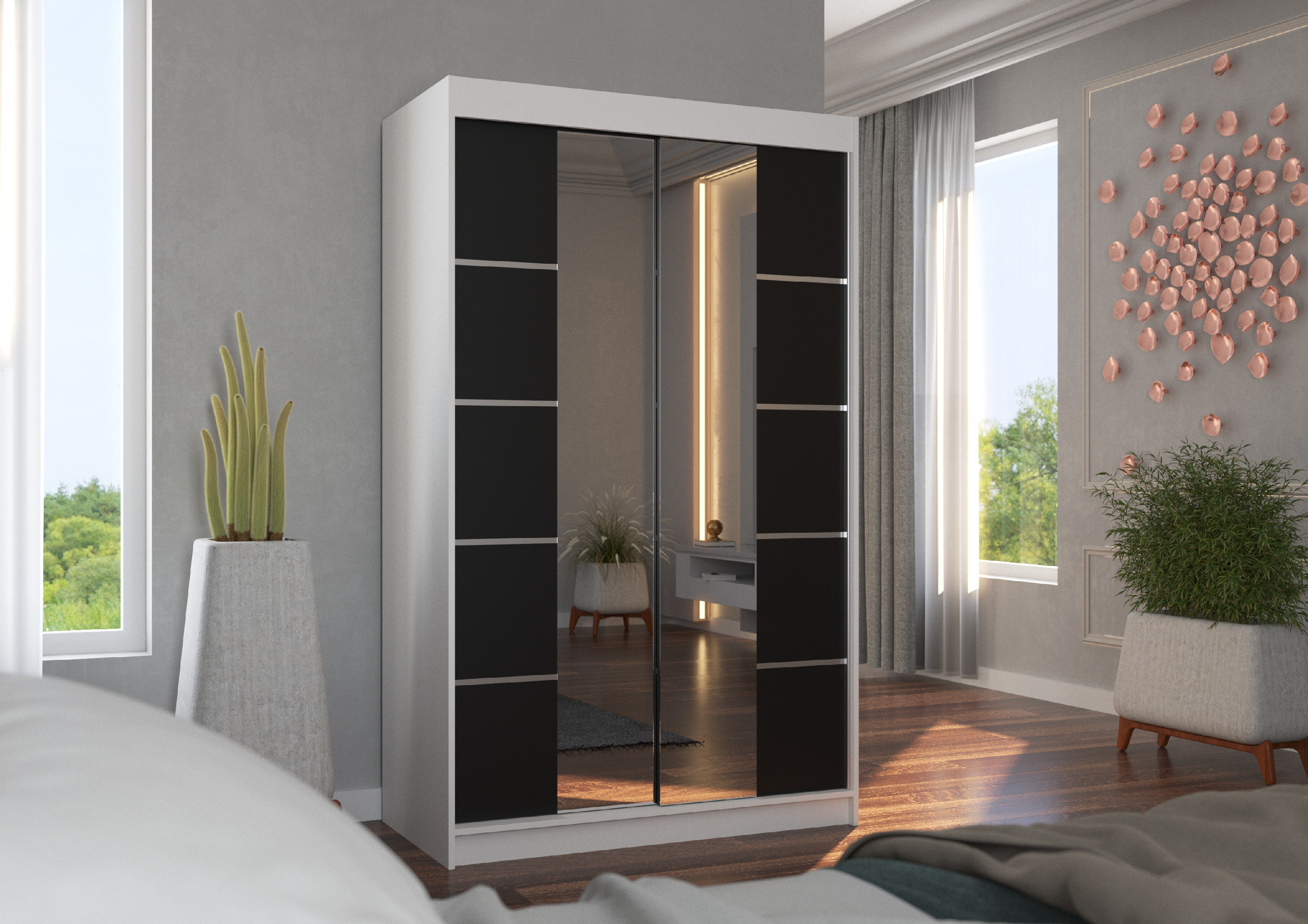 ADRK Šatní zrcadlová skříň posuvná GENUA W-B 120