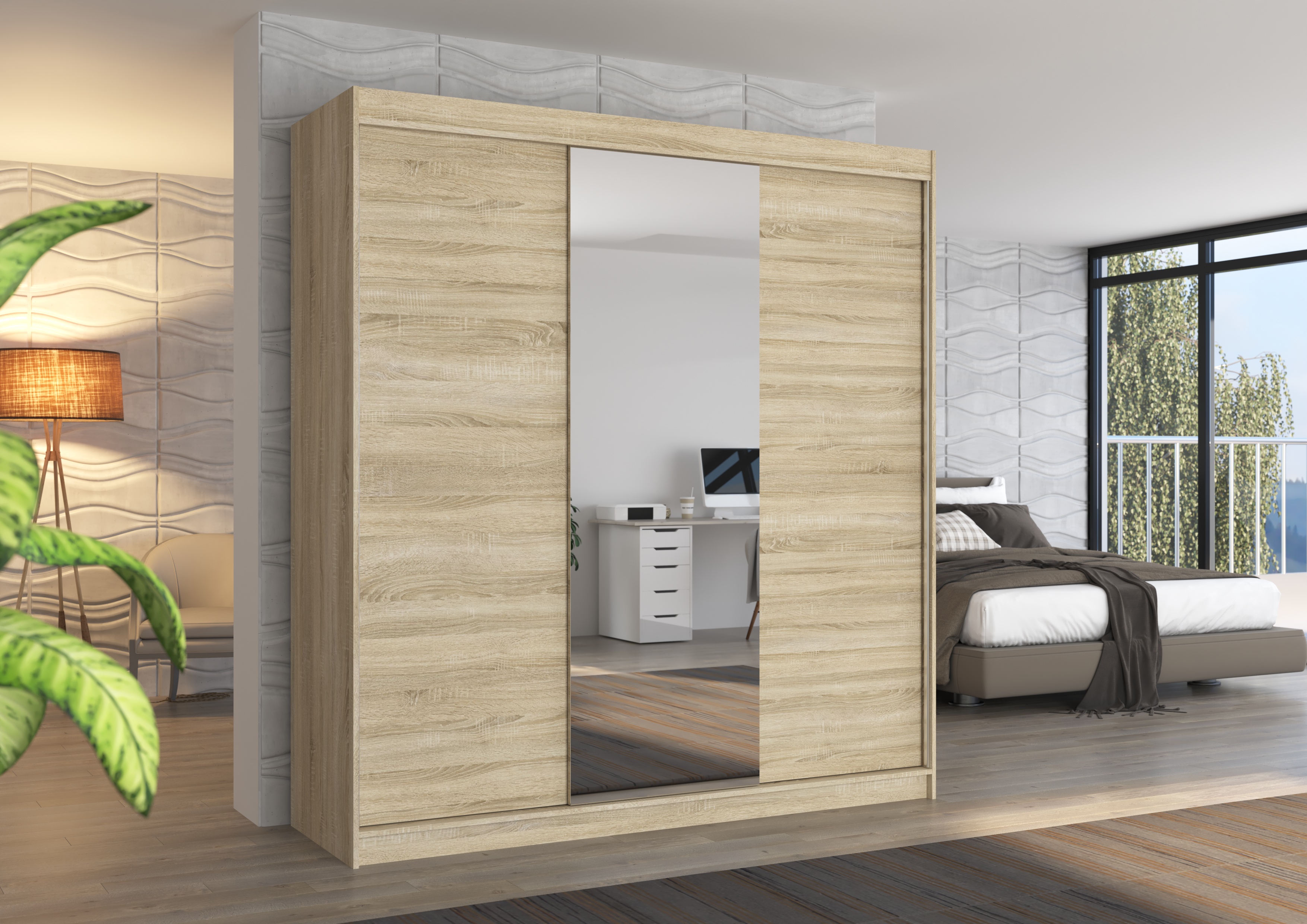 ADRK Šatní zrcadlová skříň posuvná SANTIAGO S 200