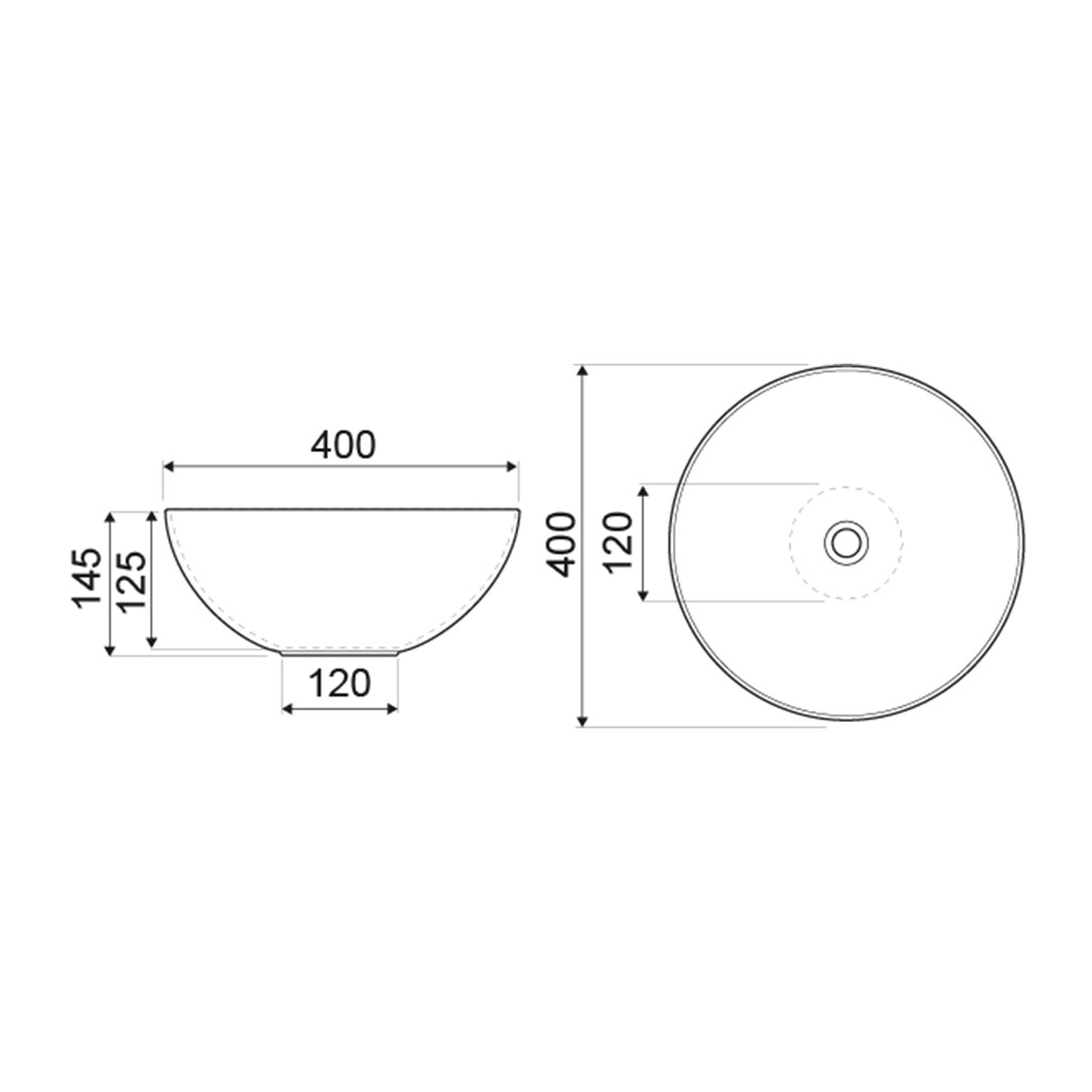 Novoterm Keramické umyvadlo na desku NV-KR-301 BW (ø 40 cm) - Obrázek 2