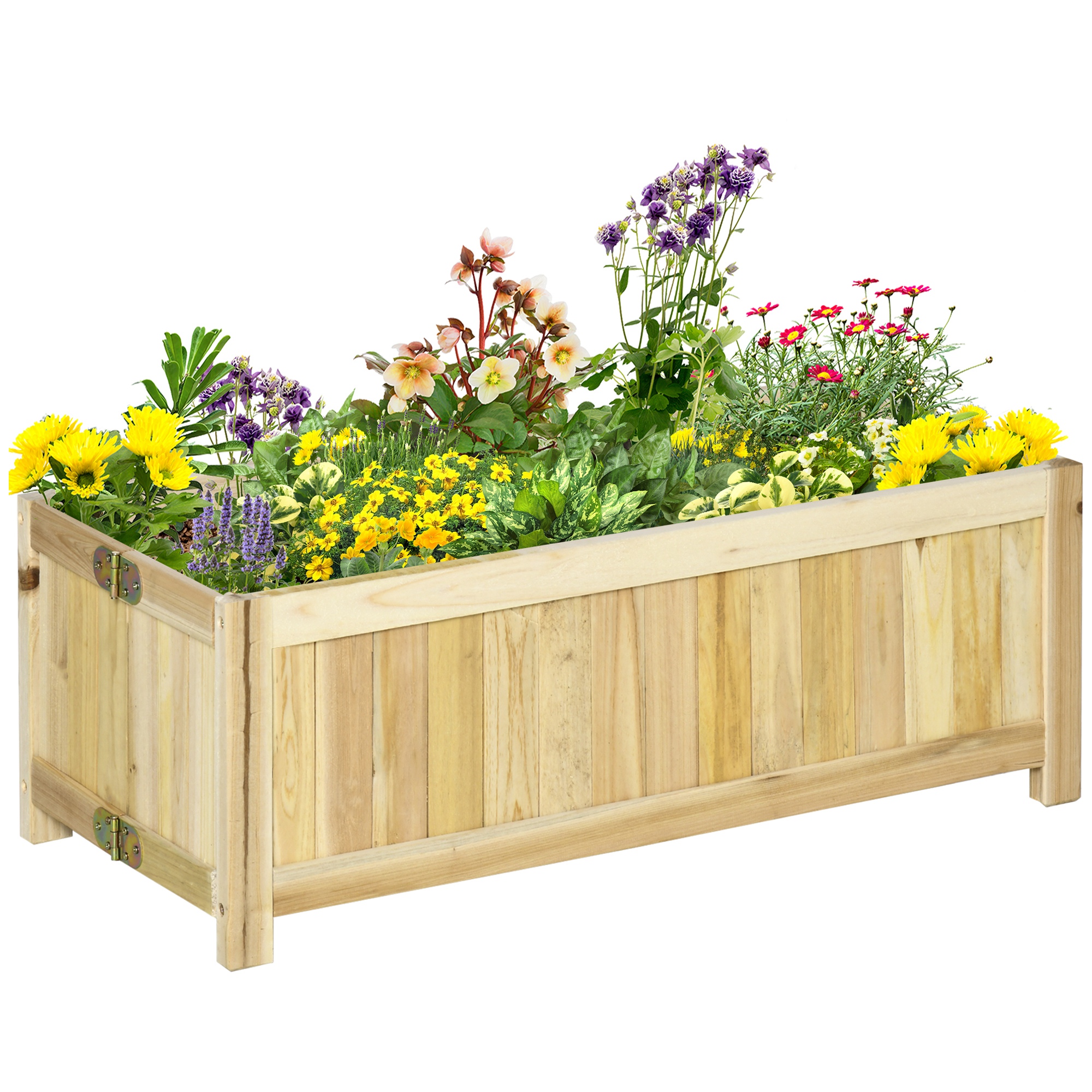 OUTSUNNY Venkovní truhlík skládací z masivního dřeva 70 x 25 x 30 cm světlé dřevo