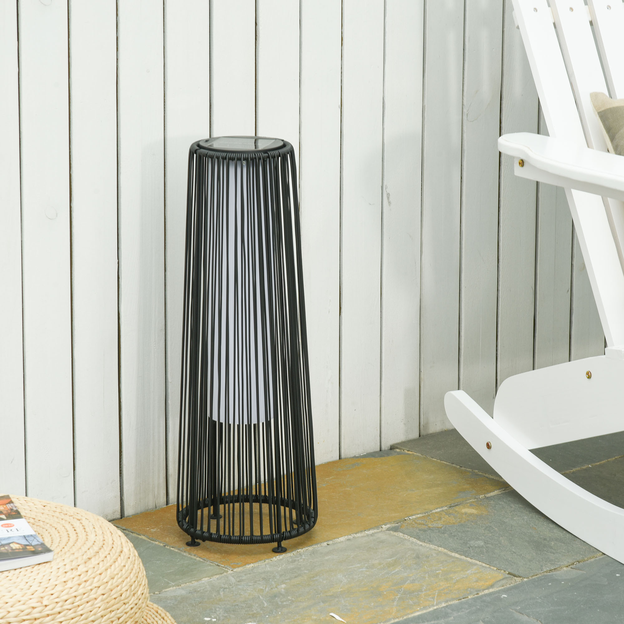 OUTSUNNY Zahradní lampa solární se světelným senzorem 22 x 22 x 61 cm černá - Obrázek 2