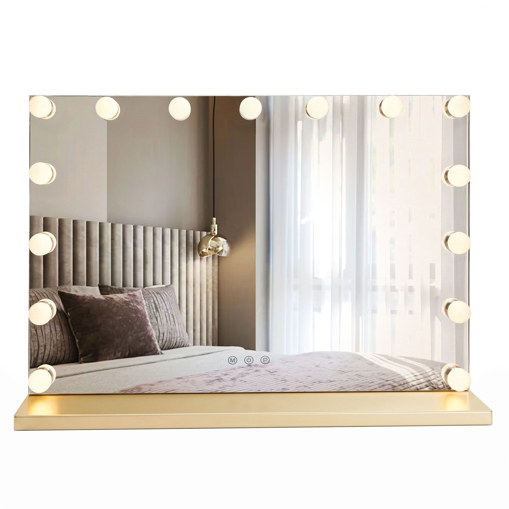 Rea Kosmetické zrcadlo 80x60 cm s regulovatelným LED osvětlením HOM-12015 zlaté