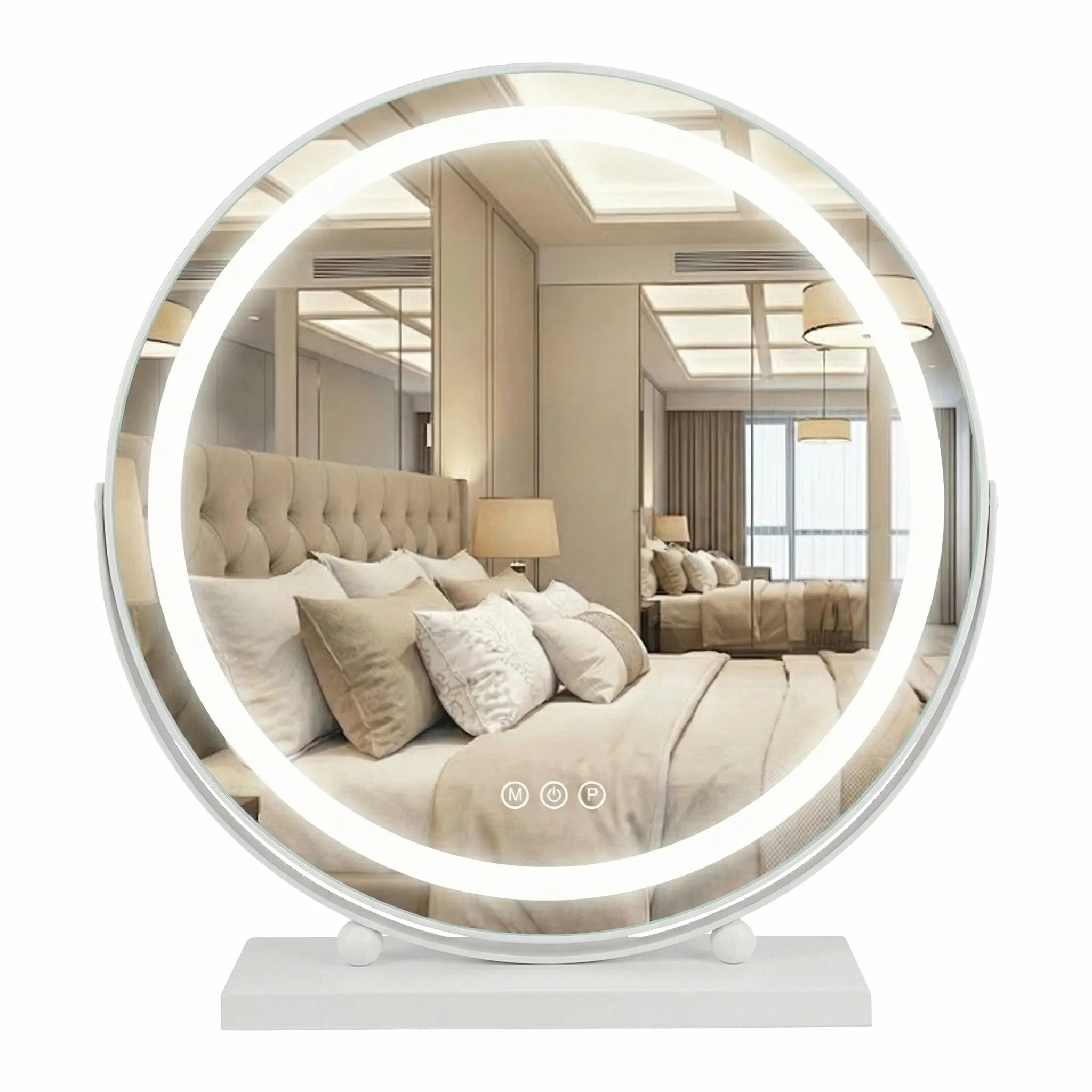 Rea Kosmetické zrcadlo ⌀50 cm s regulovatelným LED osvětlením HOM-12021 bílé