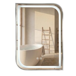 Rea Zrcadlo 70x50 cm s vyhříváním a regulovatelným LED osvětlením HOM-00305 kartáčovaný nikl