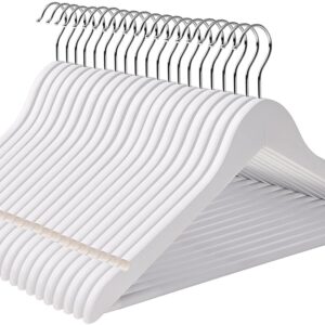 SONGMICS Dřevěné ramínko bílé 44 cm 20 ks