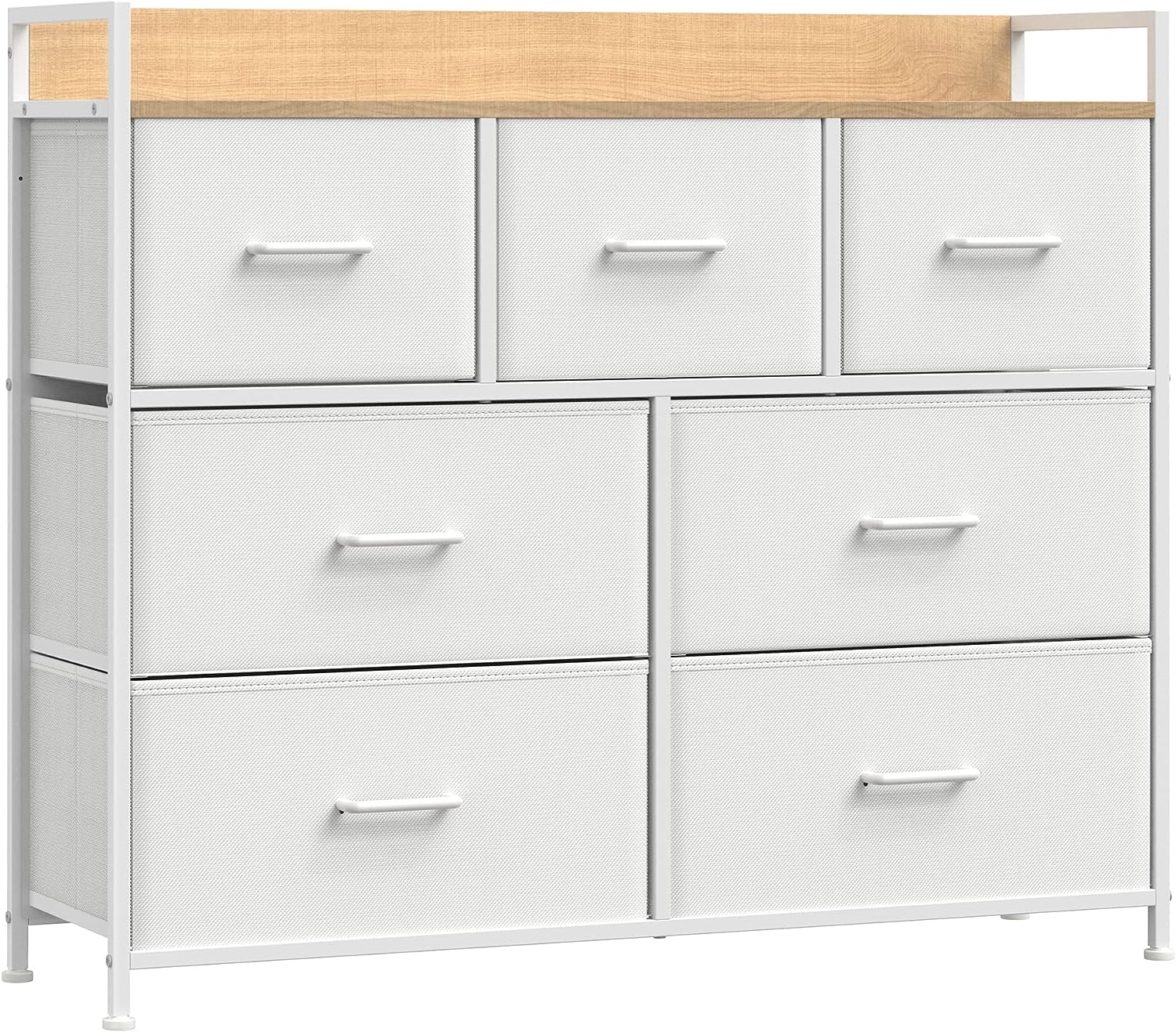 SONGMICS Komoda 7 zásuvek industriální bílá - Obrázek 2
