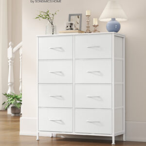 SONGMICS Komoda 8 látkových zásuvek 77 x 95 x 30 cm bílá