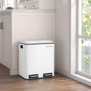 SONGMICS Koš na tříděný odpad 2 x 15 l bílý
