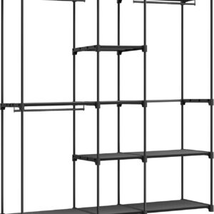 SONGMICS Otevřená šatní skříň 182 x 182 x 43 cm černá