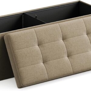 SONGMICS Taburet s úložným prostorem 110 x 38 x 38 cm béžová