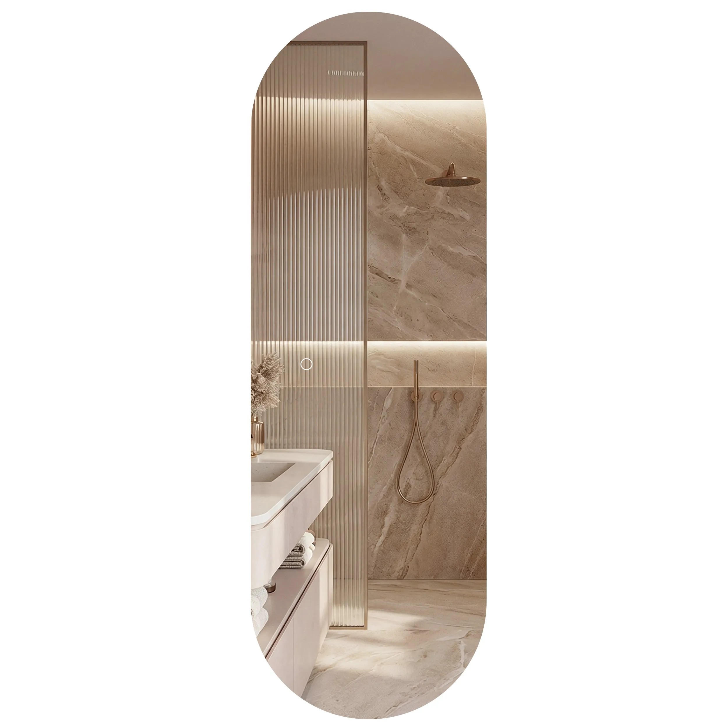 Tutumi Oválné zrcadlo 150x50 cm s regulovatelným LED osvětlením HOM-01525