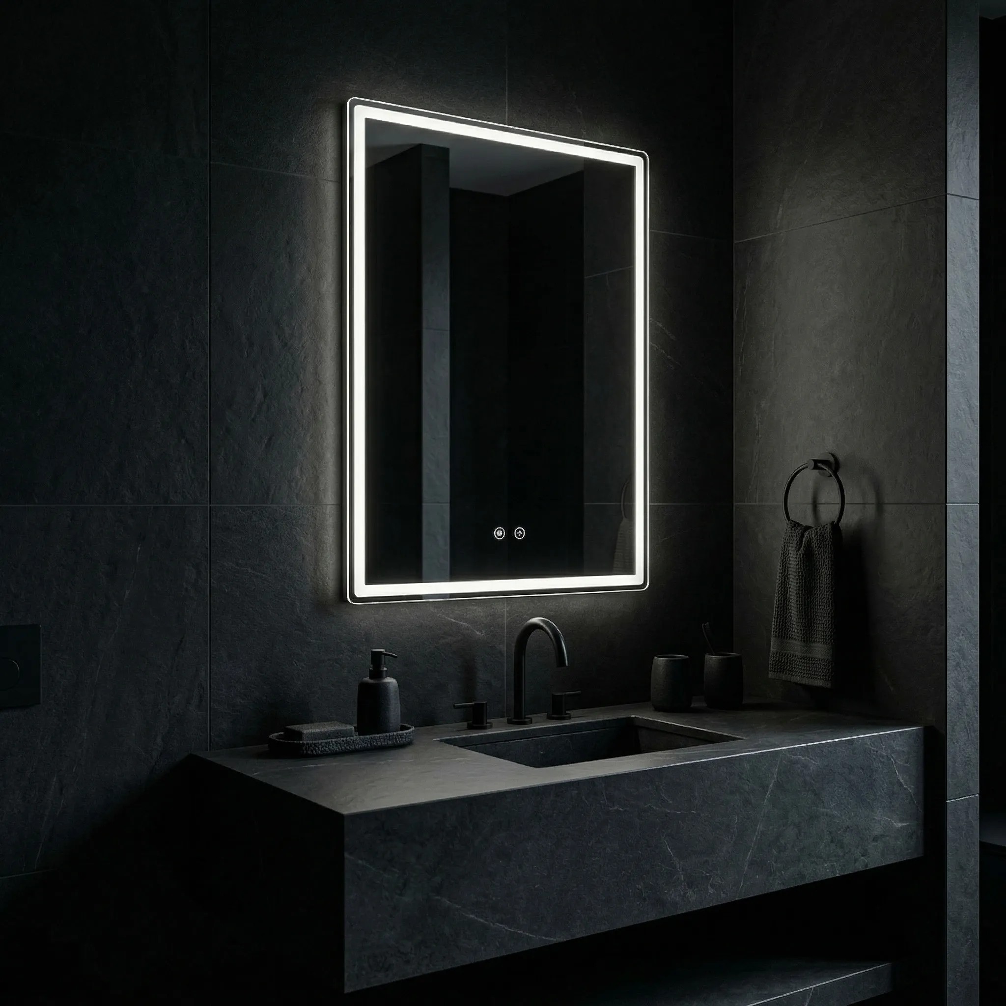 Tutumi Zrcadlo 70x50 cm s vyhříváním a regulovatelným LED osvětlením HOM-00200 - Obrázek 2