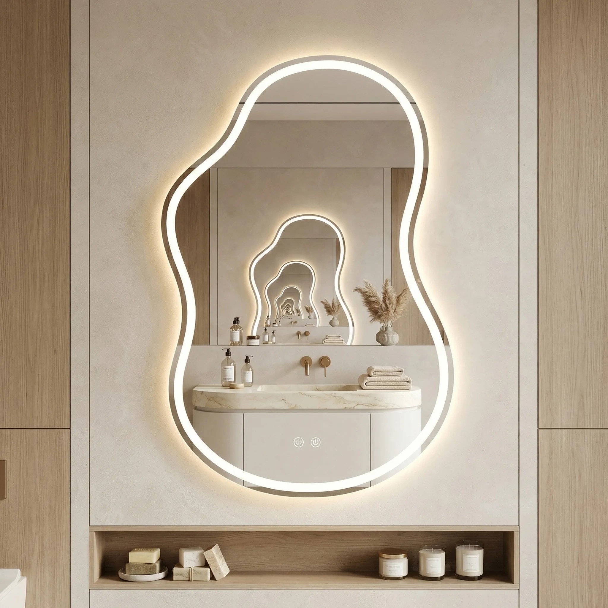 Tutumi Zrcadlo 80x55 cm s vyhříváním a regulovatelným LED osvětlením HOM-01516 - Obrázek 2