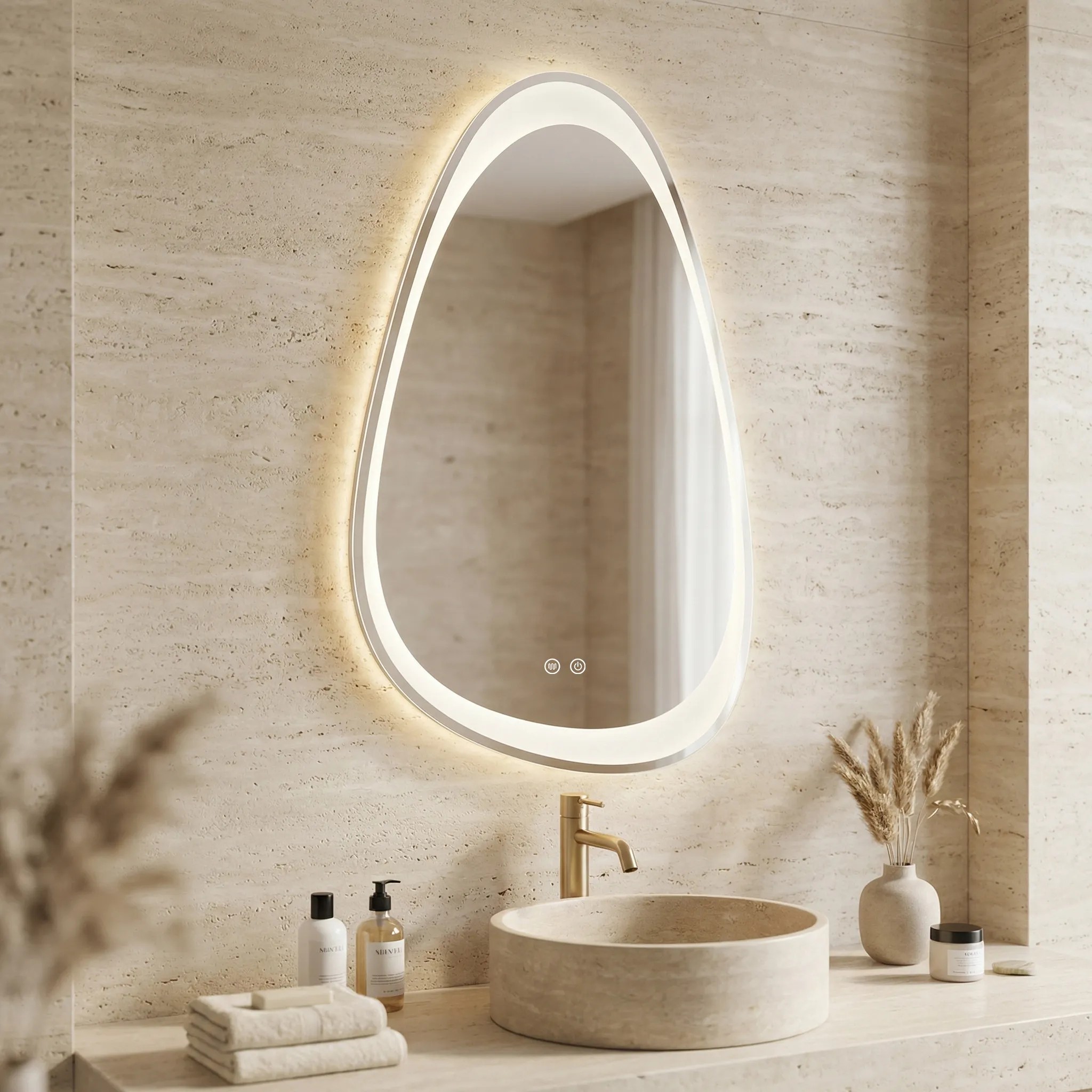 Tutumi Zrcadlo 90x50 cm s vyhříváním a regulovatelným LED osvětlením HOM-01517 - Obrázek 2