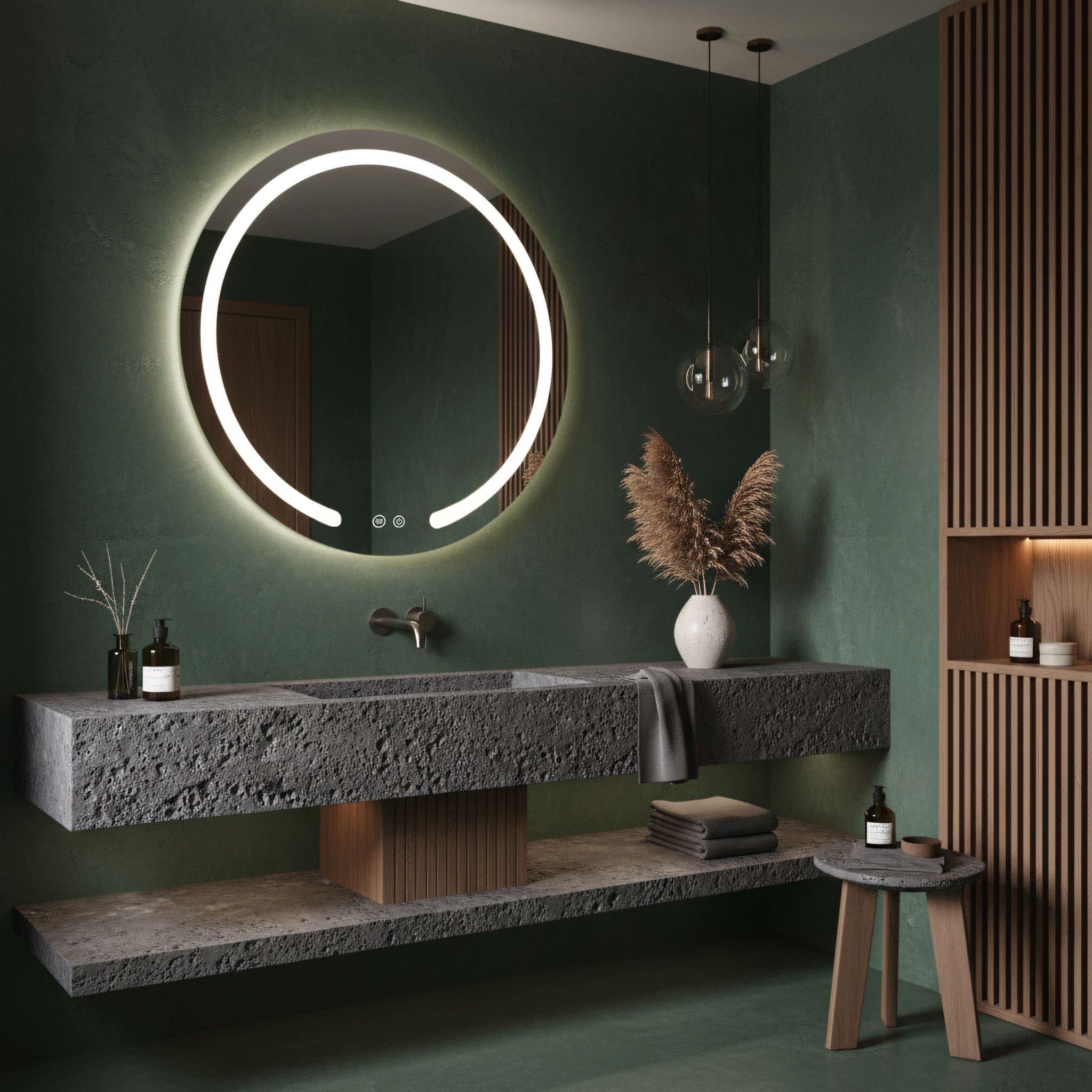 Tutumi Zrcadlo Modern ⌀90 cm s vyhříváním a regulovatelným LED osvětlením HOM-00907 - Obrázek 2