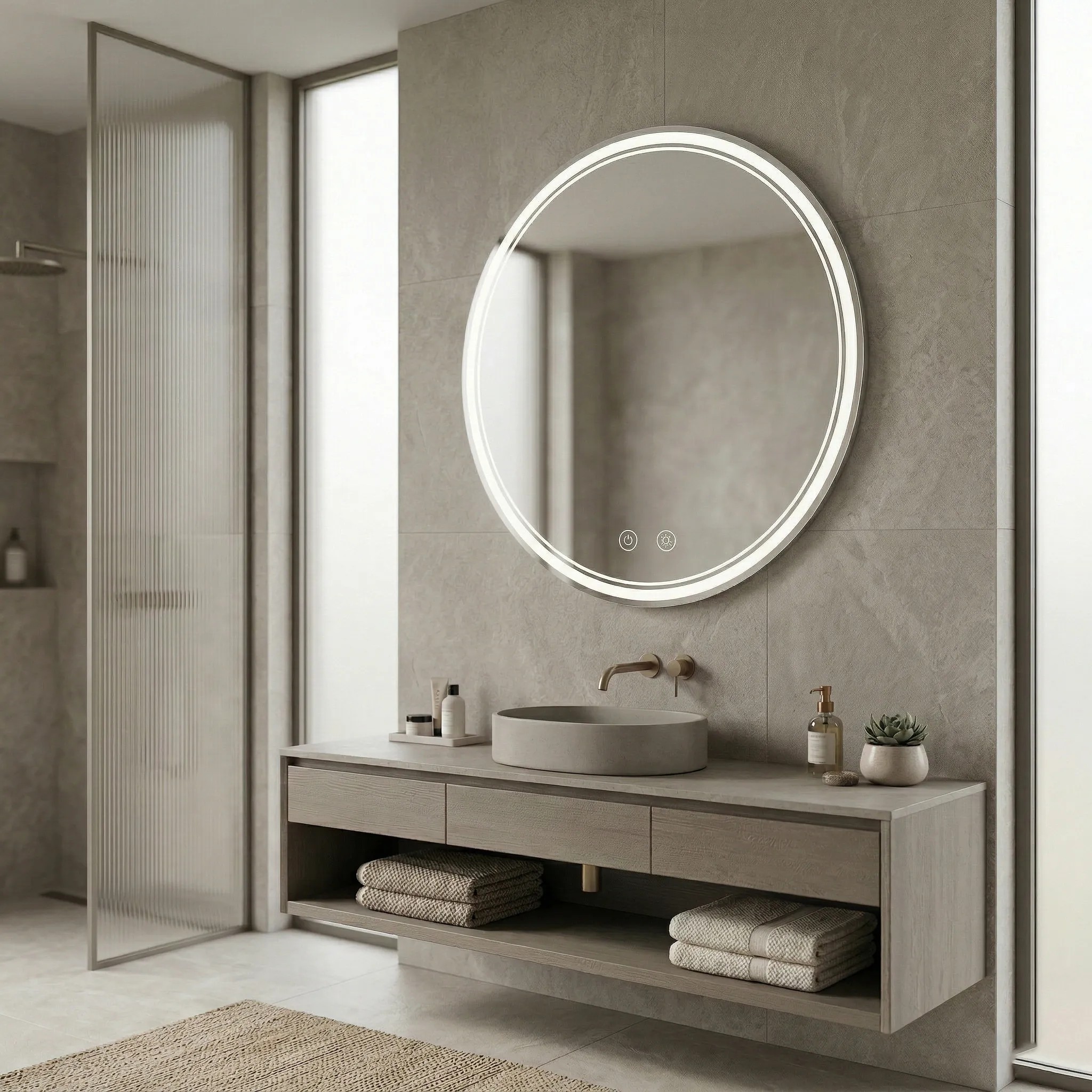 Tutumi Zrcadlo ⌀100 cm s vyhříváním a regulovatelným LED osvětlením HOM-00207 - Obrázek 2