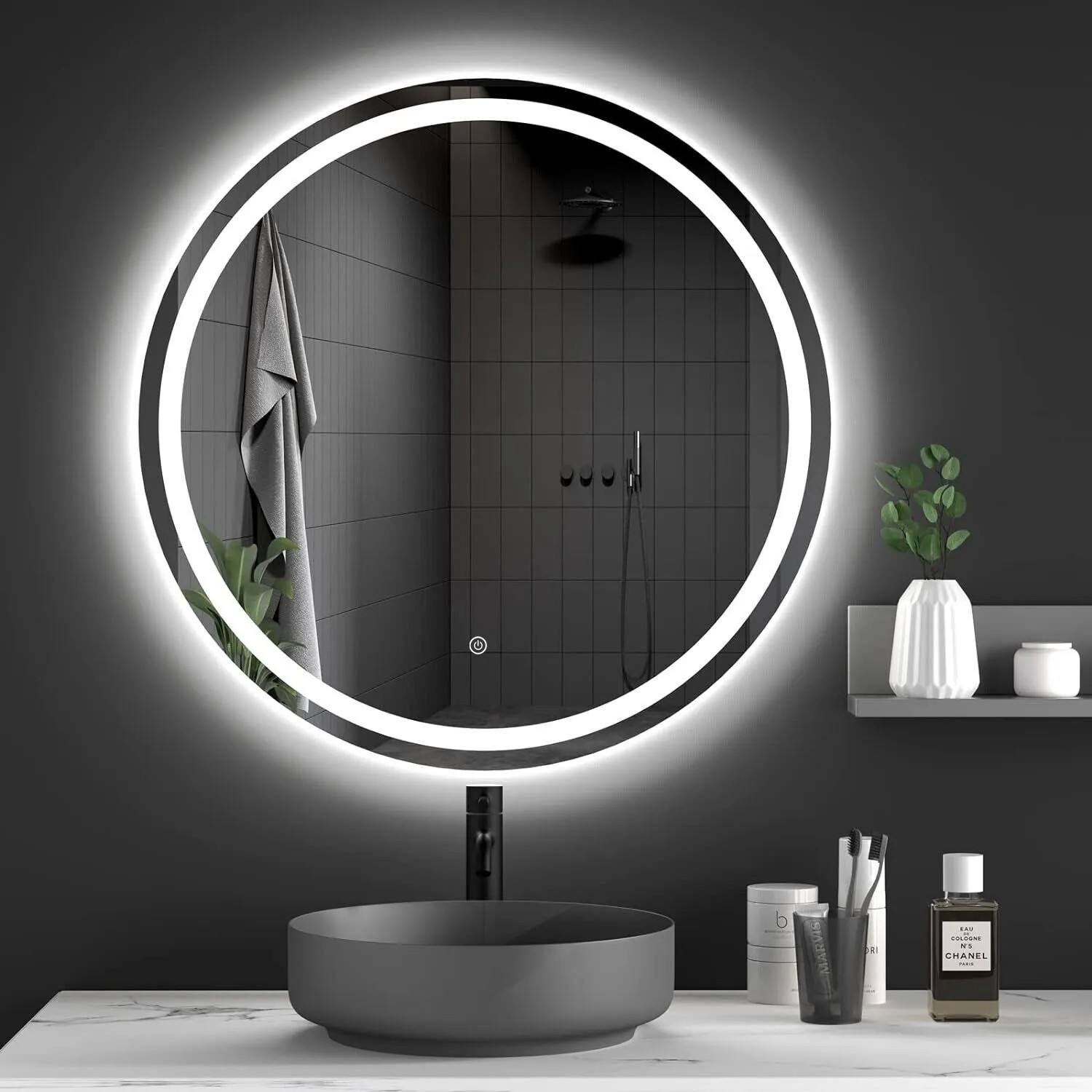 Tutumi Zrcadlo ⌀50 cm s regulovatelným LED osvětlením HOM-09517 - Obrázek 2