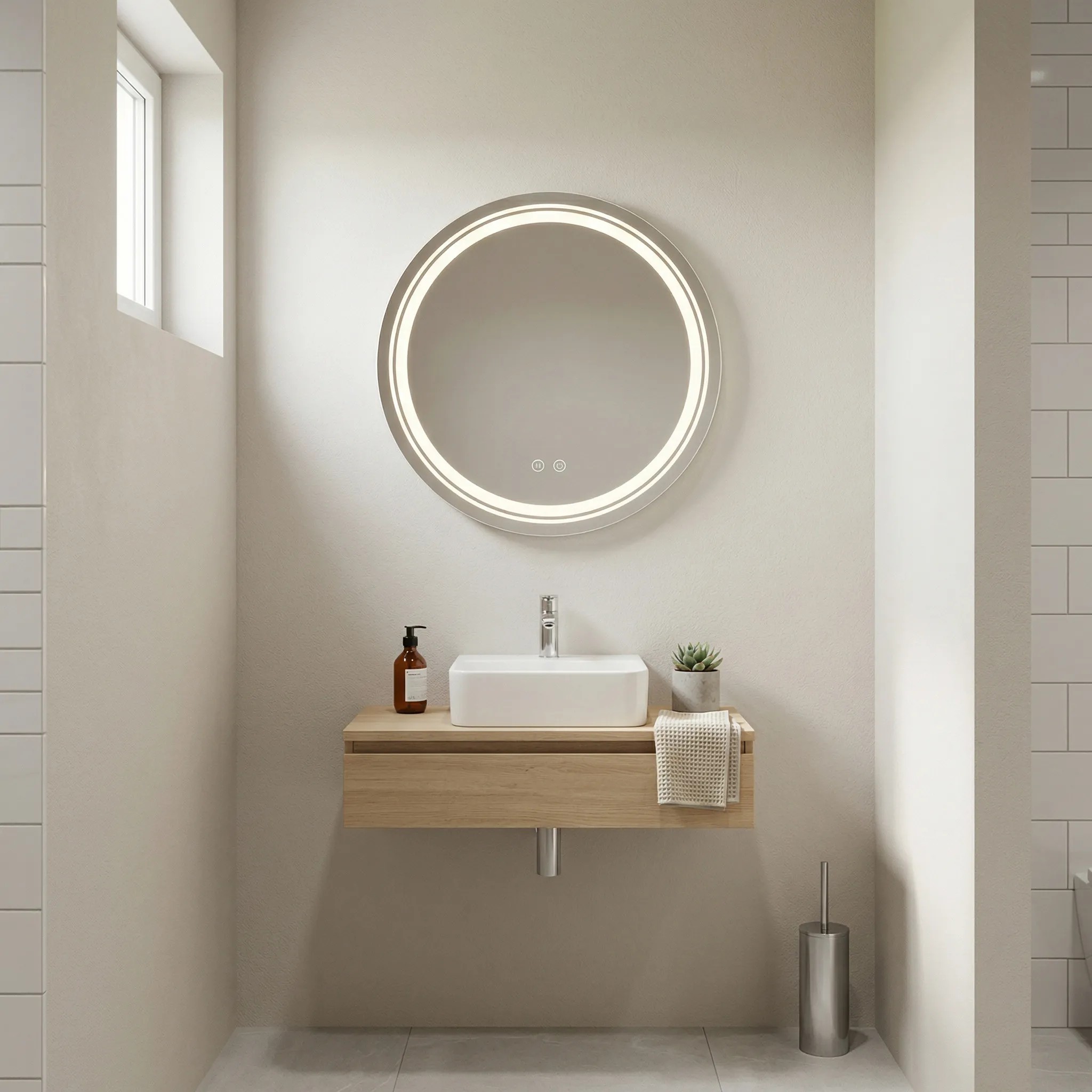 Tutumi Zrcadlo ⌀50 cm s vyhříváním a regulovatelným LED osvětlením HOM-00202 - Obrázek 2