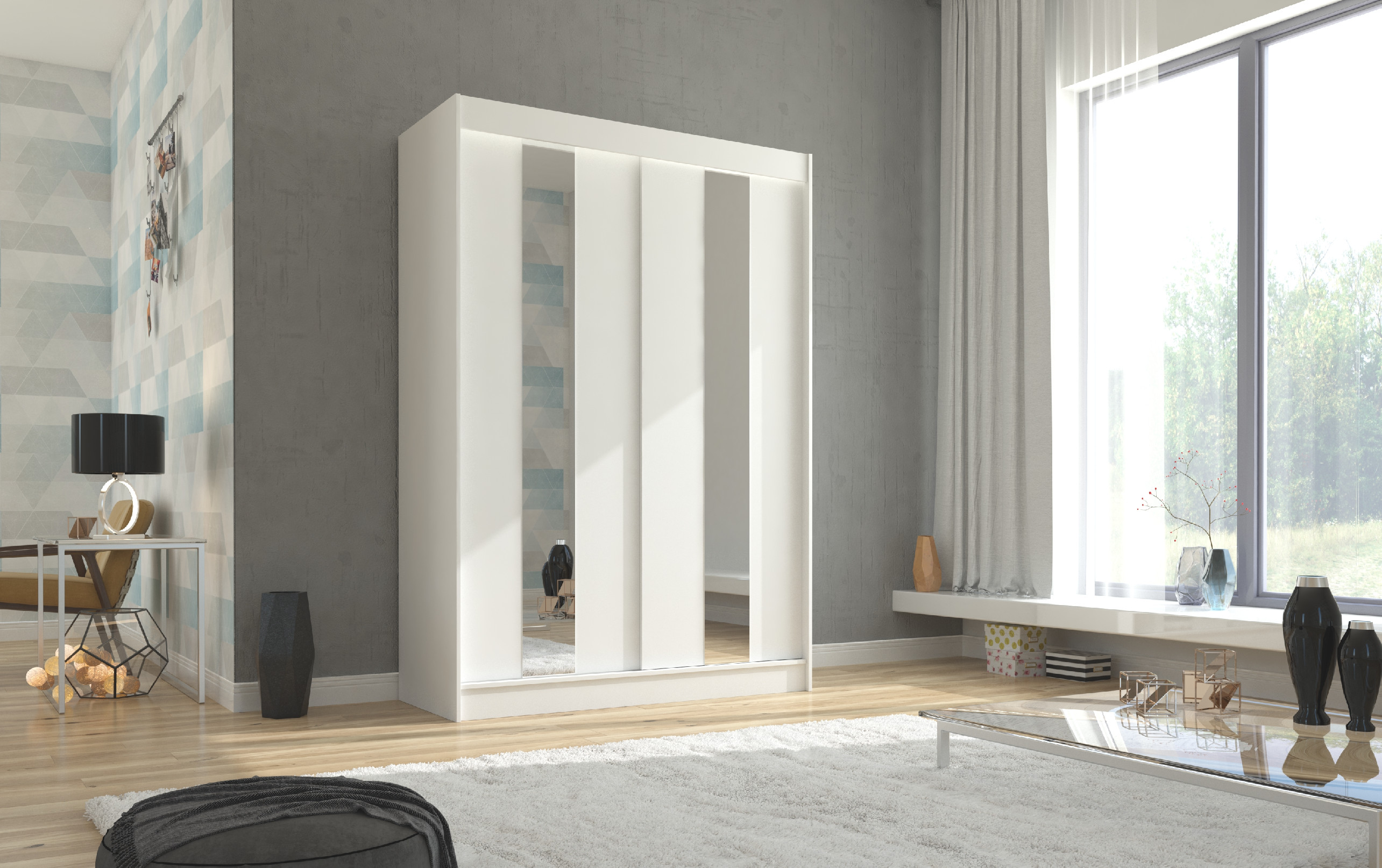 ADRK Šatní zrcadlová skříň posuvná BALTON W 150