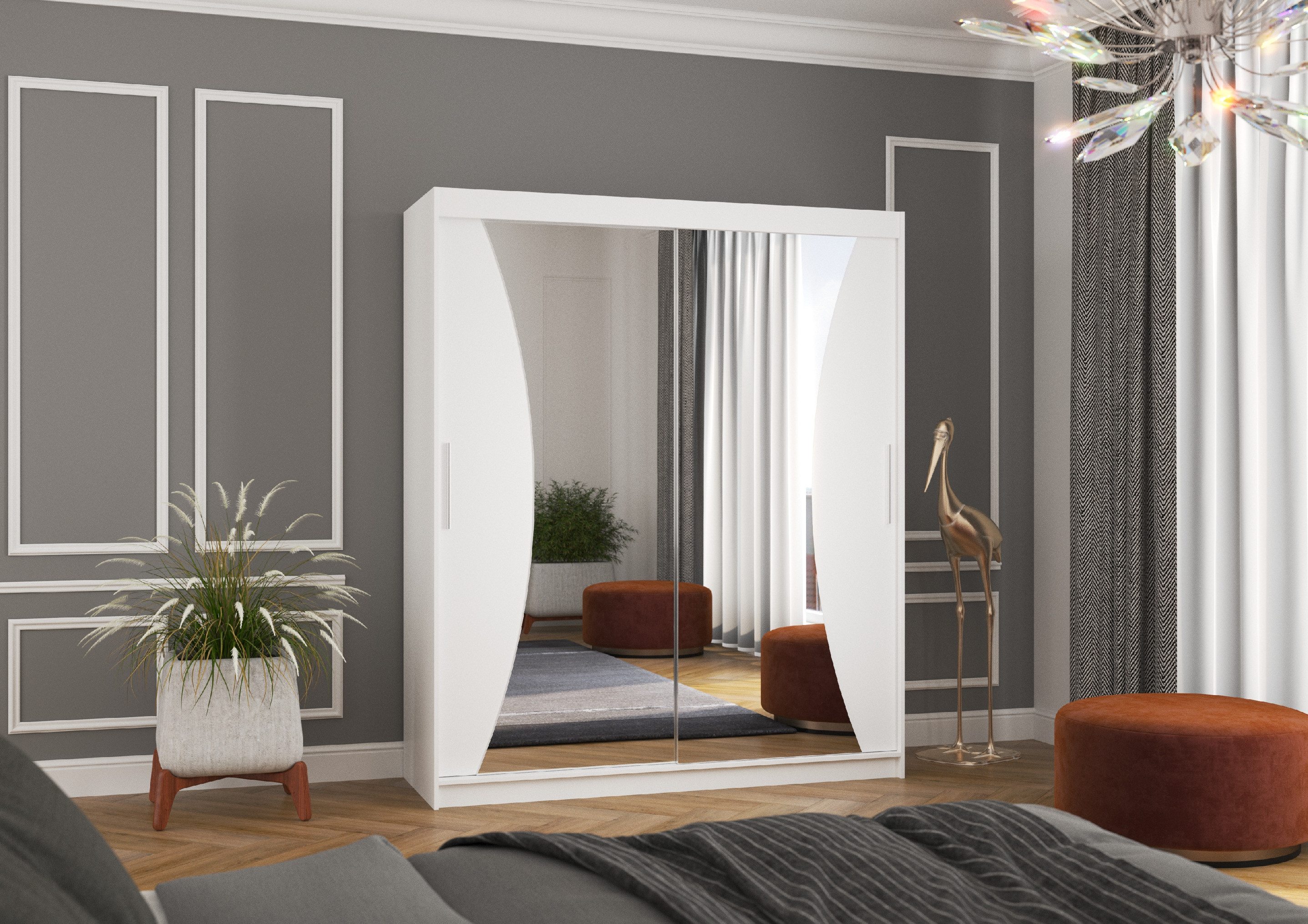 ADRK Šatní zrcadlová skříň posuvná CHARLOTTE W 180