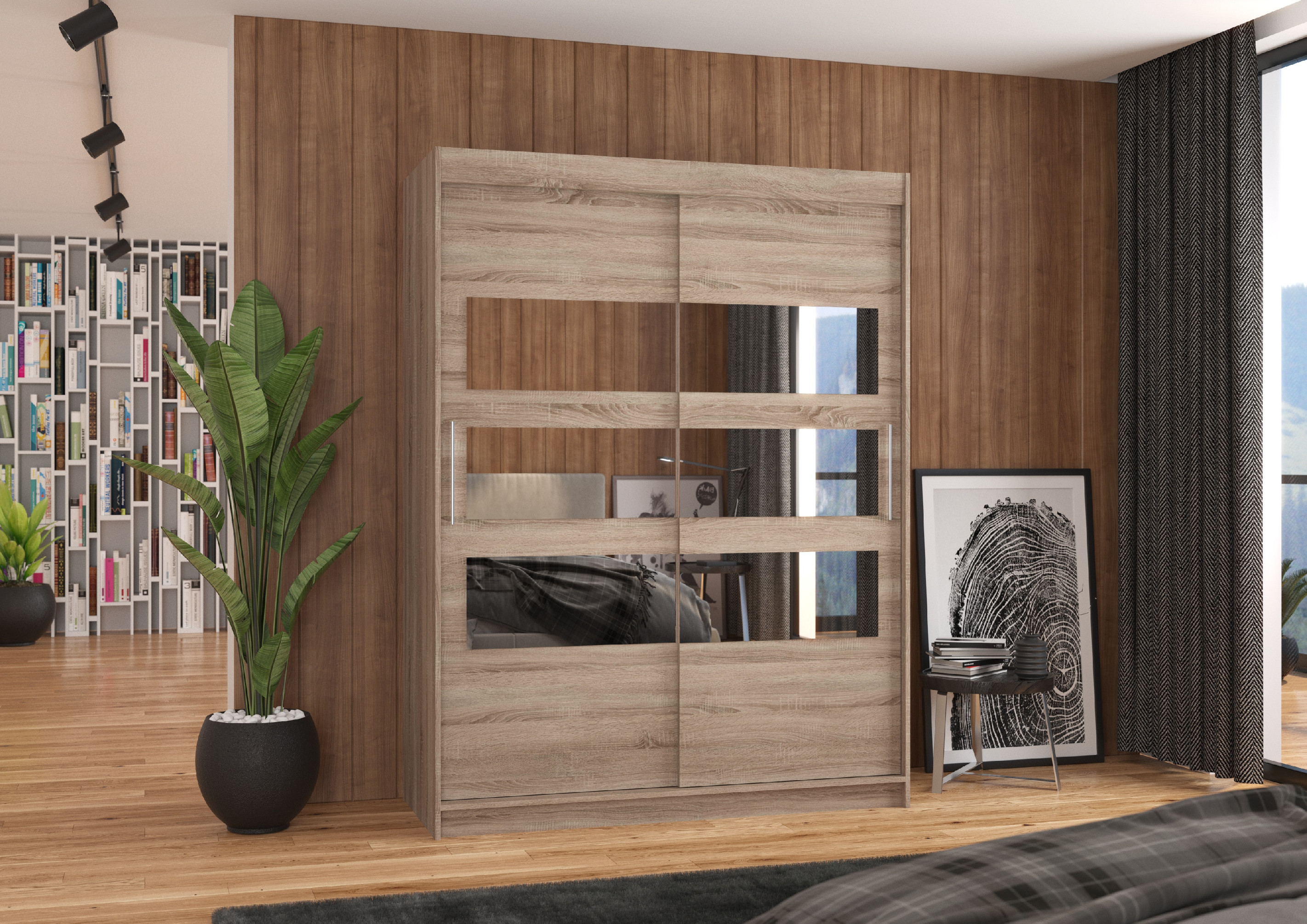 ADRK Šatní zrcadlová skříň posuvná FLORENTO T 150