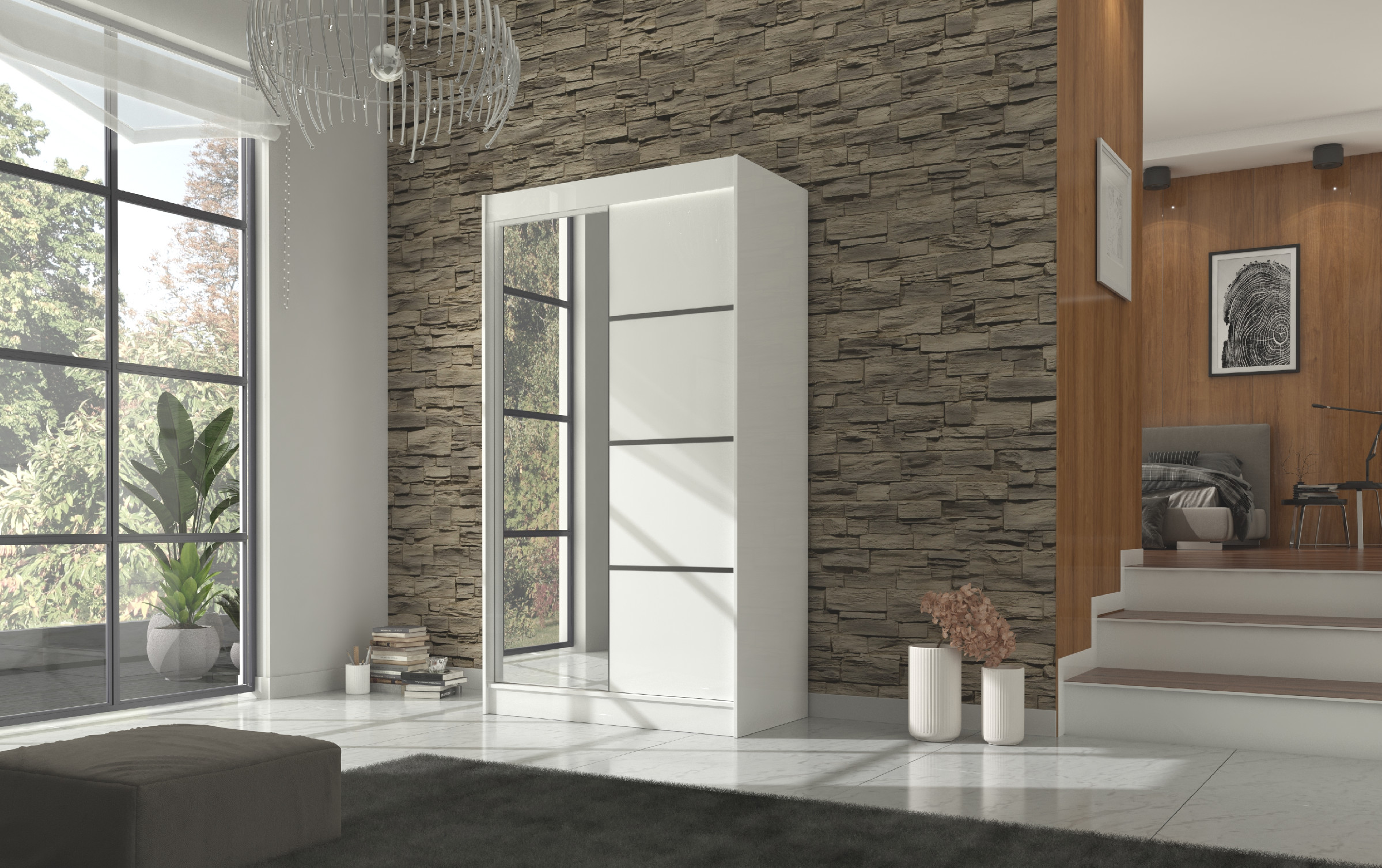 ADRK Šatní zrcadlová skříň posuvná GILTON W 120
