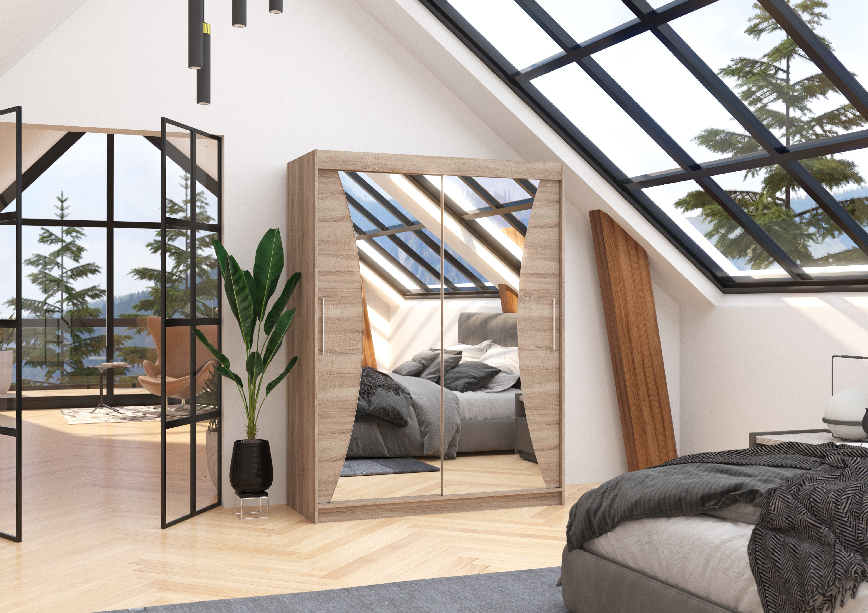 ADRK Šatní zrcadlová skříň posuvná MAX T 150