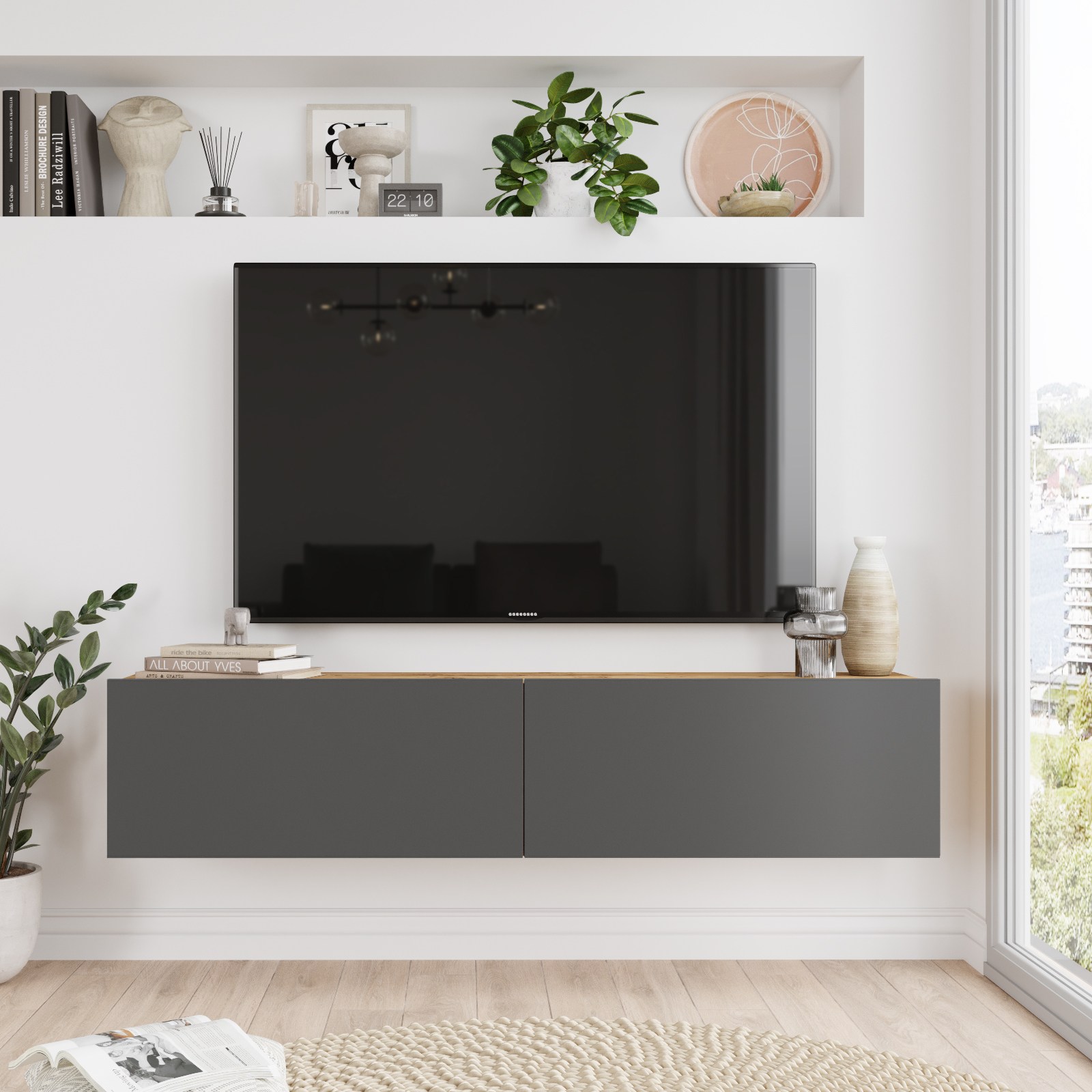ASIR Nástěnný TV stolek FR10 borovice atlantic