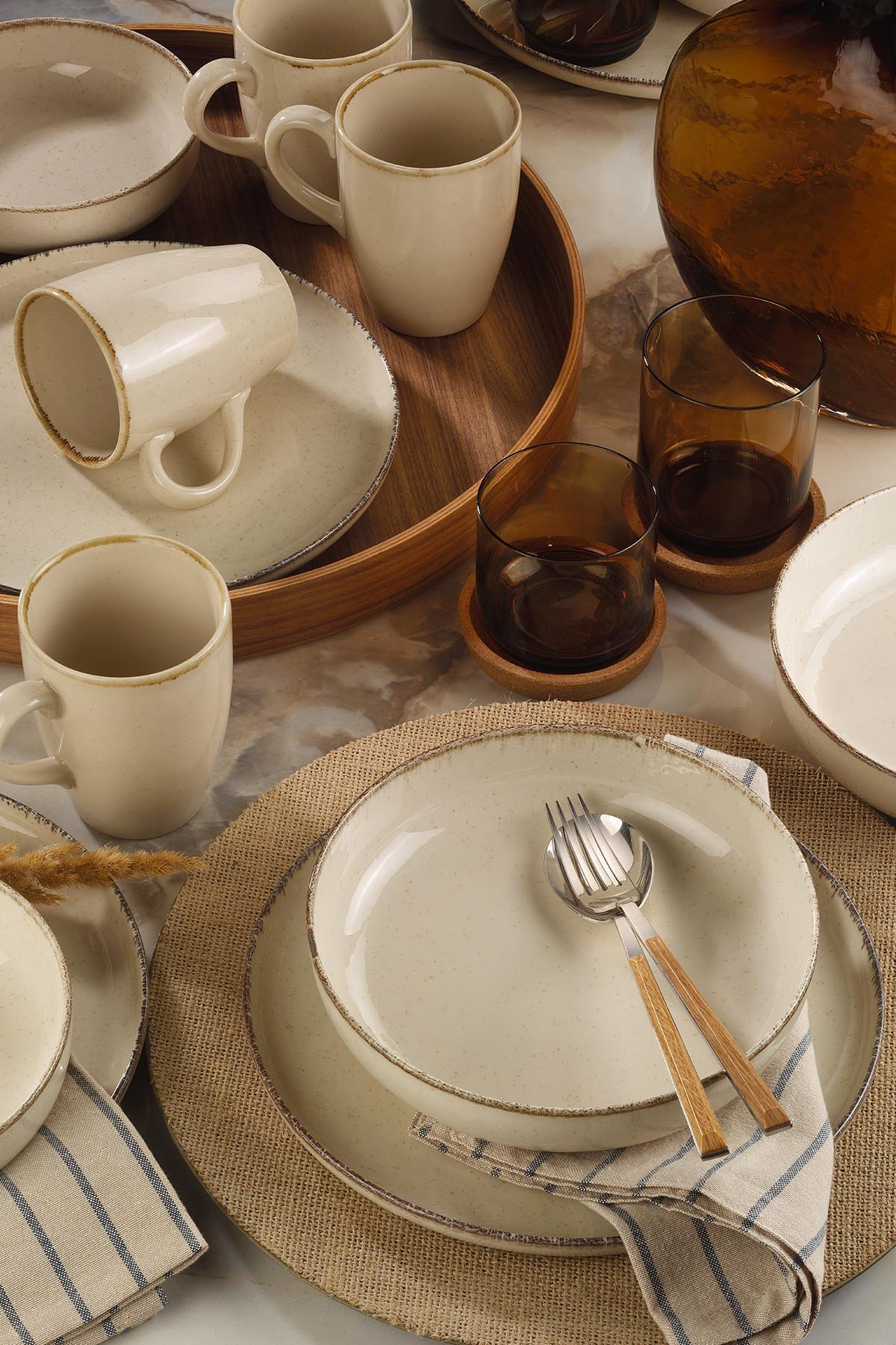 ASIR Porcelánová jídelní souprava (16 ks) béžová - Obrázek 2