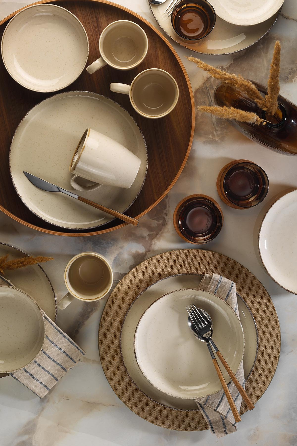 ASIR Porcelánová jídelní souprava (16 ks) béžová
